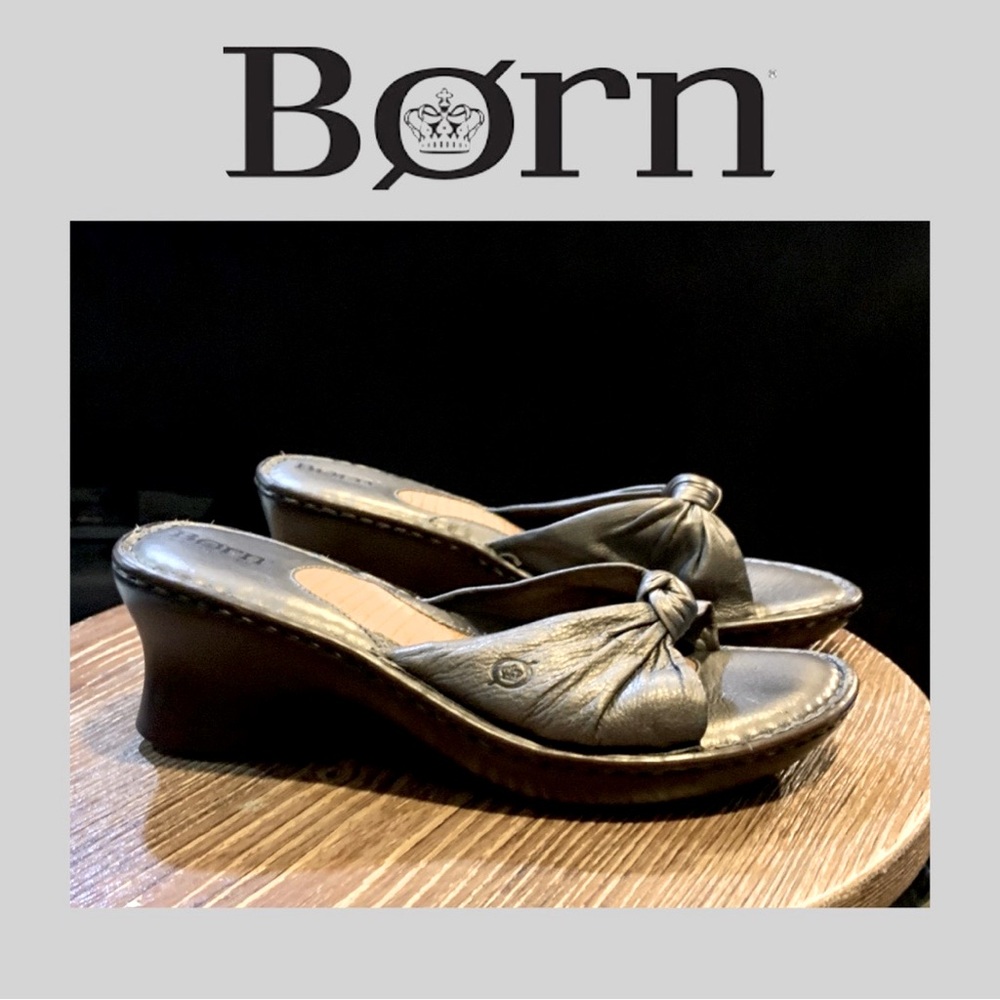 Never Worn!  Born Wedge Slip On Sandals..  Size 9